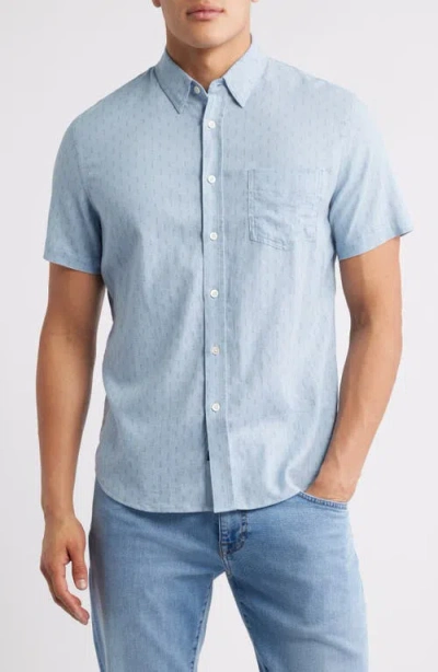 Rails Carson Short Sleeve Stretch Linen Blend Button-up Shirt In Blue