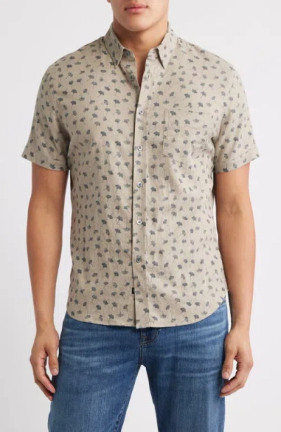 Rails Carson Short Sleeve Stretch Linen Blend Button-up Shirt In Neutral