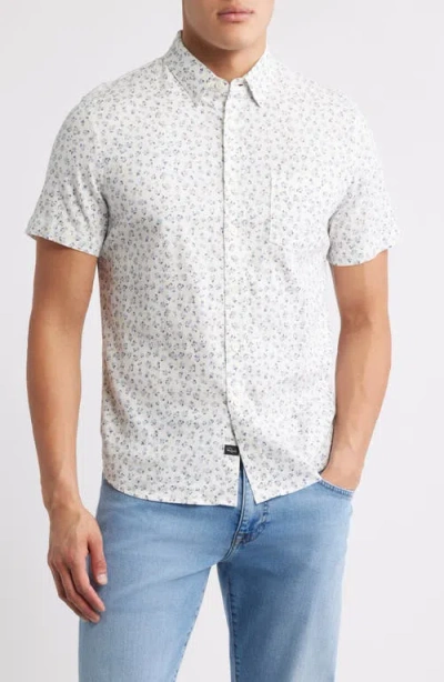 Rails Carson Short Sleeve Stretch Linen Blend Button-up Shirt In Gray