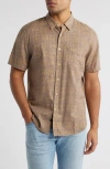 Rails Carson Short Sleeve Stretch Linen Blend Button-up Shirt In Brown