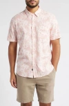 Rails Carson Short Sleeve Stretch Linen Blend Button-up Shirt In Perennial Pink