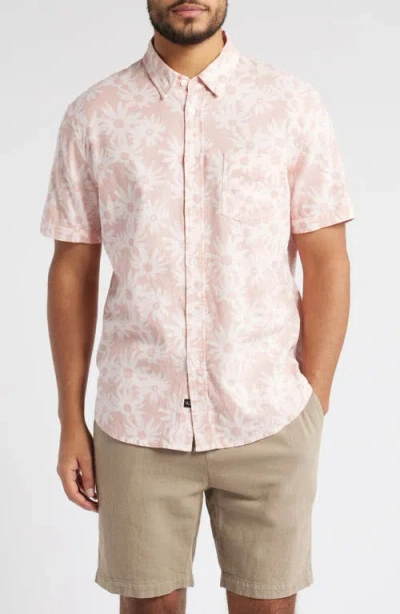 Rails Carson Short Sleeve Stretch Linen Blend Button-up Shirt In Perennial Pink
