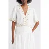 Rails Cataluna Short-sleeve Embroidered Cropped Top In White