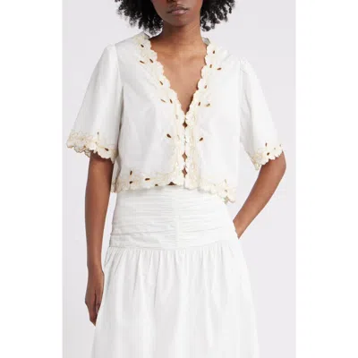 RAILS RAILS CATALUNA EMBROIDERED COTTON POPLIN CROP TOP