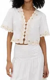 Rails Cataluna Short-sleeve Embroidered Cropped Top In White