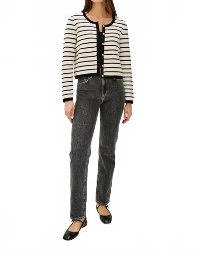 Rails Catania Cardigan In Ivory Black Stripe In Multi