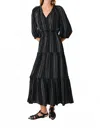 Rails Caterine Stripe Tiered Linen Blend Maxi Dress In Black