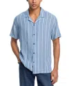 Rails Cayman Relaxed Fit Short Sleeve Linen Camp Shirt In Coastal Blue Stripe
