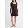 Rails Celano Polka Dot Long Sleeve Minidress In Brown