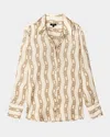 Rails Ledger Crepe Button-up Shirt In Ivory Gold Link