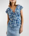 Rails Chambray Floral Carmine Blouse In Chambray Floral