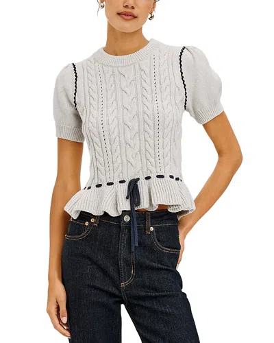 Rails Chandi Cable Knit Ruffle Hem Sweater In Gray
