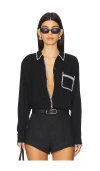 Rails Charli Embroidered Edge Button-up Shirt In Black Blanket Stitch