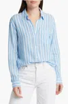 Rails Charli Stripe Linen Blend Shirt In Blue