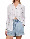 Rails Charli Button Down Shirt In Pink Palms Print In Blue