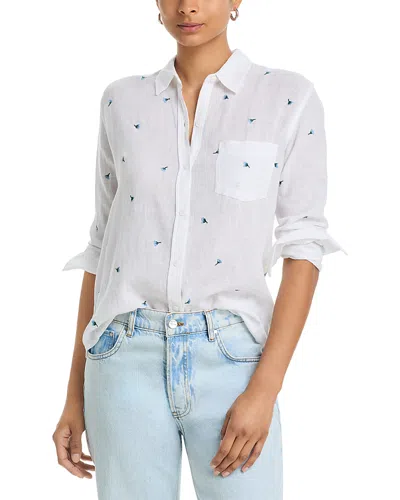 Rails Charli Embroidered Button Front Shirt In White