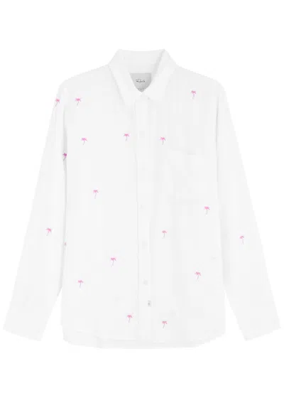 Rails Charli Embroidered Linen-blend Shirt In White
