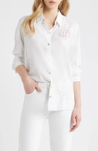 Rails Charli Linen Blend Button-up Shirt In White