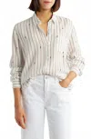 Rails Charli Long Sleeve Button-down Shirt In Striped Seahorses In Neutral