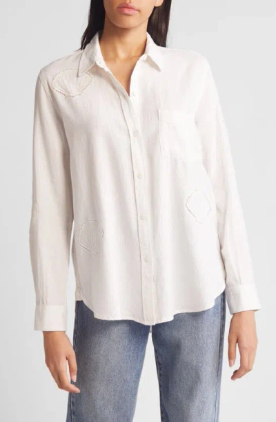 Rails Charli Seashell Linen Blend Button-up Shirt In White