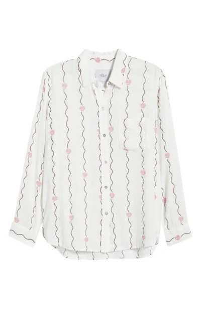 Rails Charli Seashell Stripe Linen Blend Button-up Shirt In White