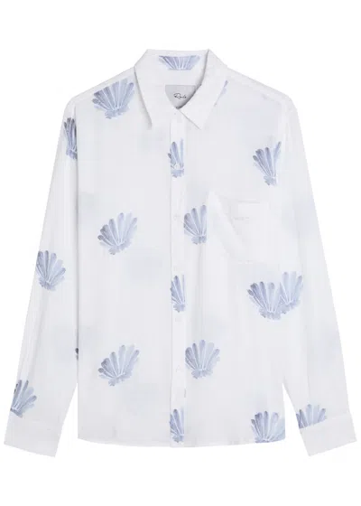 Rails Charli Shell-print Linen-blend Shirt In White
