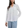 Rails Charli Palm Tree Embroidered Linen Blend Button-up Shirt In White