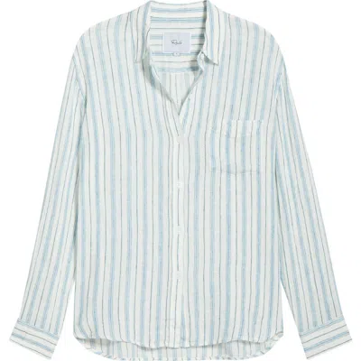 Rails Charli Stripe Linen Blend Shirt In Blue