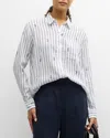 Rails Charli Stripe Linen Blend Button-up Shirt In Navy Striped Tigers