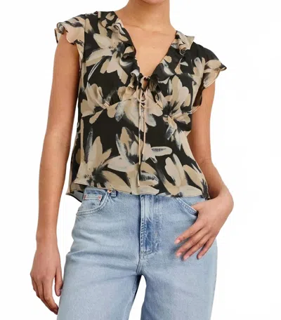 Rails Carmine Chiffon Ruffles Top In Charcoal Lily In Black