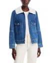 Rails Cheyenne Faux Shearling Collar Denim Zip-up Utility Jacket In Indigo Sherpa