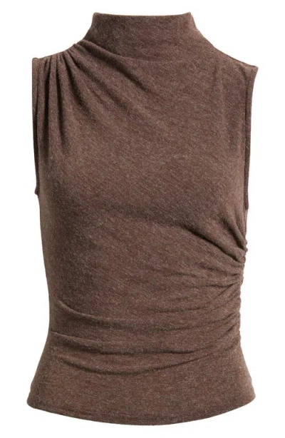 Rails Christen Ruched Funnel Neck Top In Heather Brown
