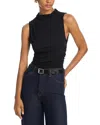 Rails Christen Ruched Mock-neck Blouse In Black