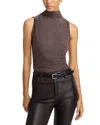 Rails Christen Ruched Mock Neck Sleeveless Top In Heather Brown