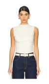 Rails Christen Ruched Funnel Neck Top In Ivory