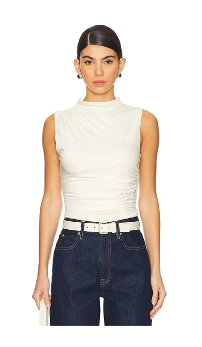 Rails Christen Ruched Funnel Neck Top In Ivory