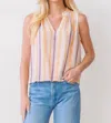 Rails Christy V Neck Top In Papaya Stripe In Multi