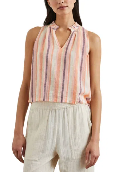 Rails Christy V Neck Top In Papaya Stripe In Multi