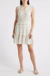 Rails Cindy Geo Print Sleeveless Linen Blend Tiered Minidress