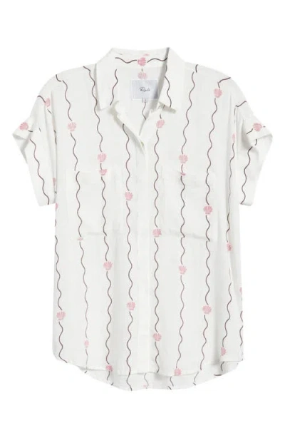 Rails Cito Seashell Print Linen Blend Button-up Shirt In White