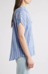 Rails Cito Stripe Short Sleeve Linen Blend Button-up Shirt In Lake View Stripe