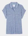 Rails Cito Stripe Short Sleeve Linen Blend Button-up Shirt In Lake View Stripe