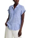 Rails Cito Stripe Short Sleeve Linen Blend Button-up Shirt In Lake View
