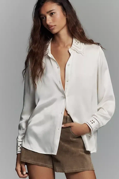 Rails Clarise Silk Eyelet Blouse In White