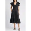 Rails Clementine Eyelet Trim Midi Dress In Black Eyelet