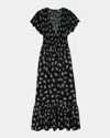 Rails Clementine Floral Smocked Cotton Midi Dress In Dark Amaryllis