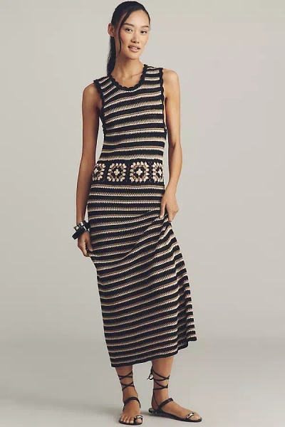 Rails Coco Sleeveless Crochet Midi Dress In Black
