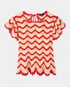 Rails Coen Crochet Flutter-sleeve Top In Cherry Oat Stripe
