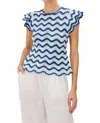 Rails Coen Flared Peekaboo Sleeves Knit Top In Azure Scallop In Blue