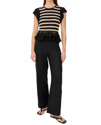 Rails Coen Flutter Sleeve Top In Black Oat Stripe In Multi